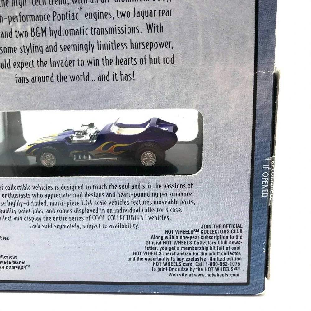 100% Hot Wheels Bob Reisner's INVADER‎ Car Purple Die Cast 1/64 Limited Edition